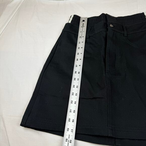 Adidas Firebird Denim Mini Skirt Black Size 2 - Picture 6 of 6
